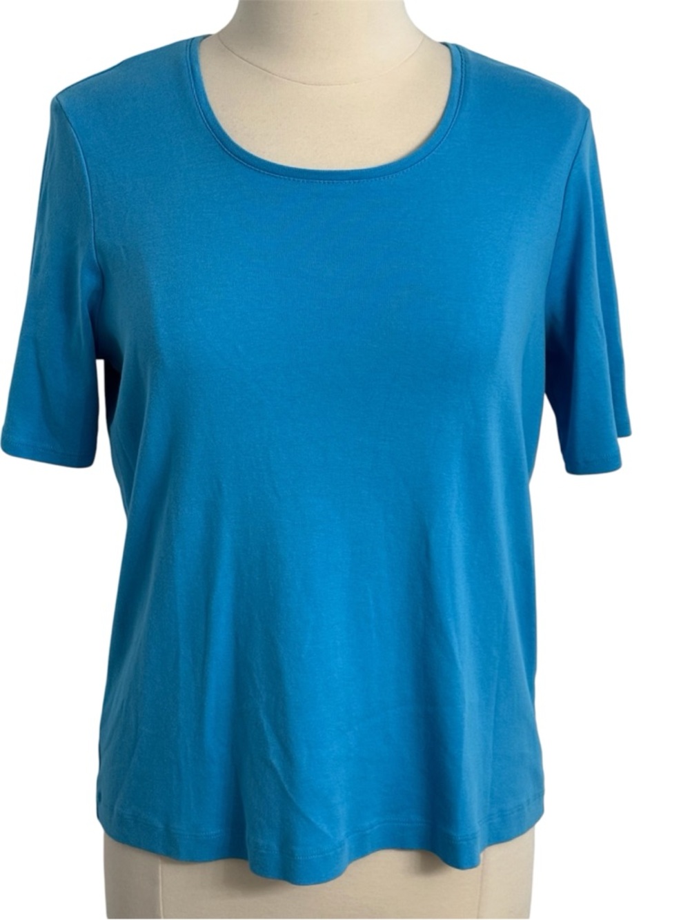 Chico's Women's Classic Fit Pima Cotton Tee, Short Sleeve, Crewneck,  Blue, Sz 3